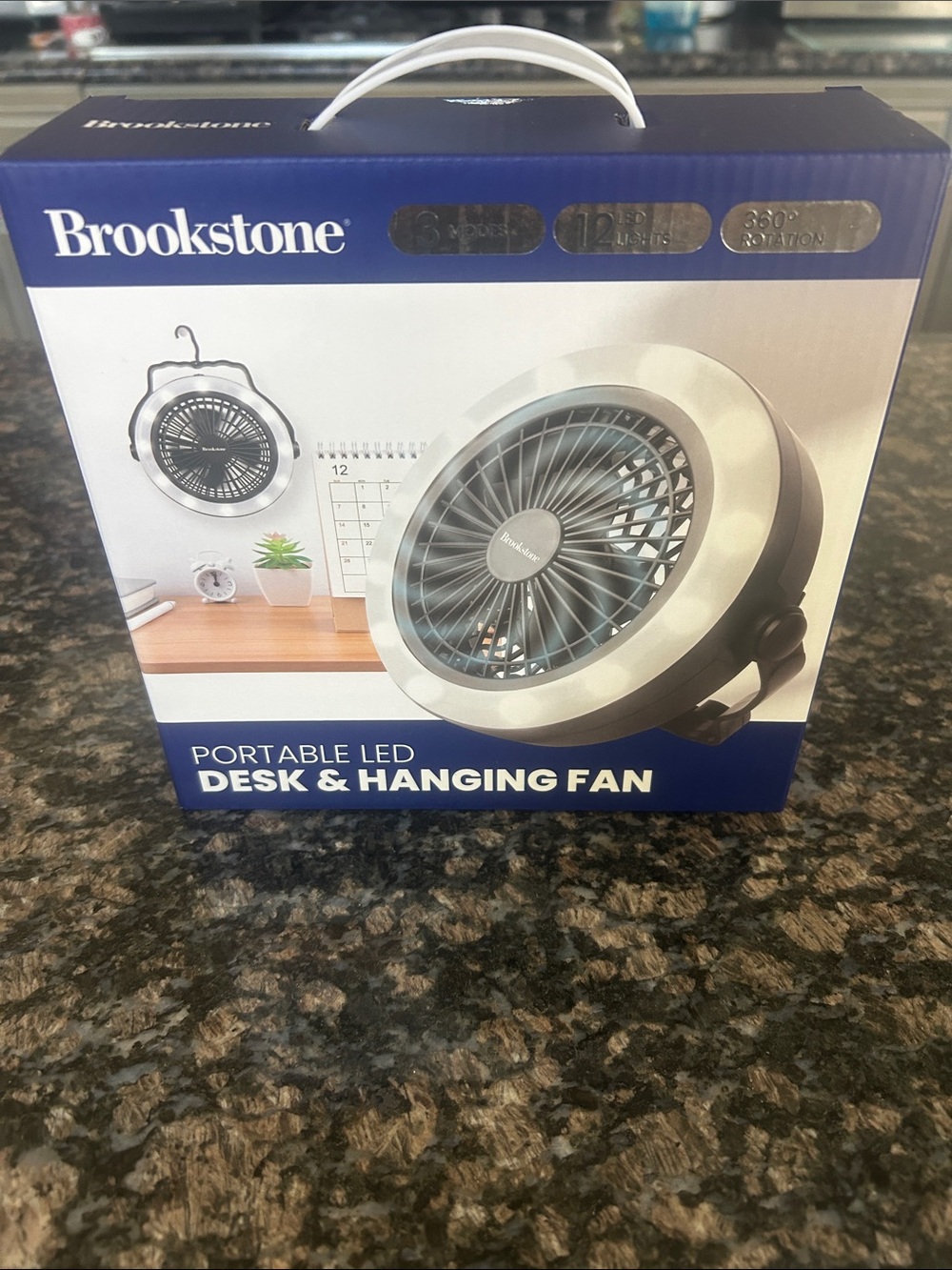 BROOKSTONE PORTABLE LED DESK & HANGING FAN NWT